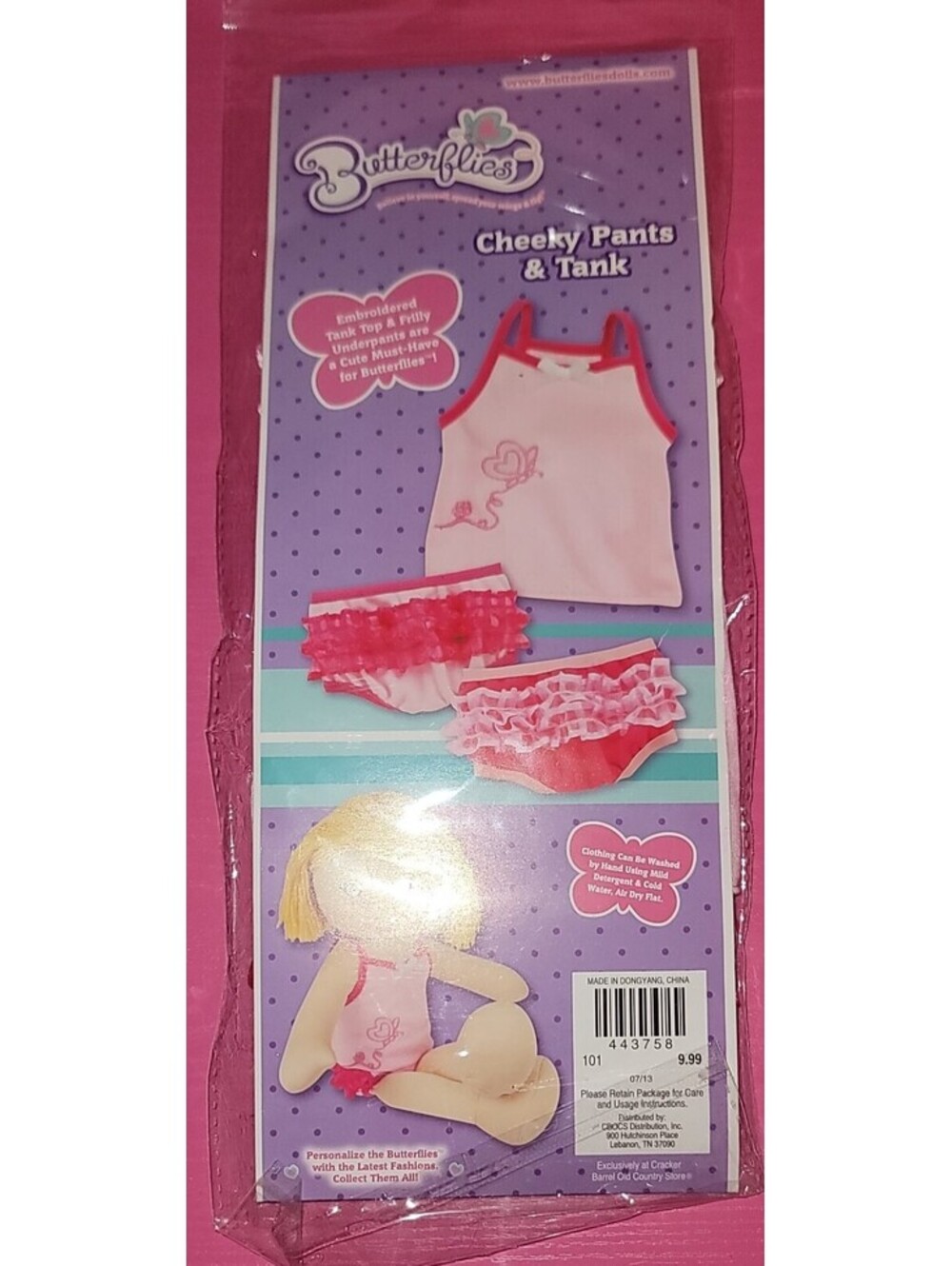 CRACKER BARREL BUTTERFLIES 2 FRILLY UNDERPANTS & MATCHING TANK TOP PINK SET NWT